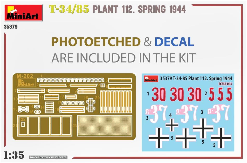 Miniart Scale Factory Spring 1944 Plastic Model Kit MA35379 1/35 T-34-85 No. 112,