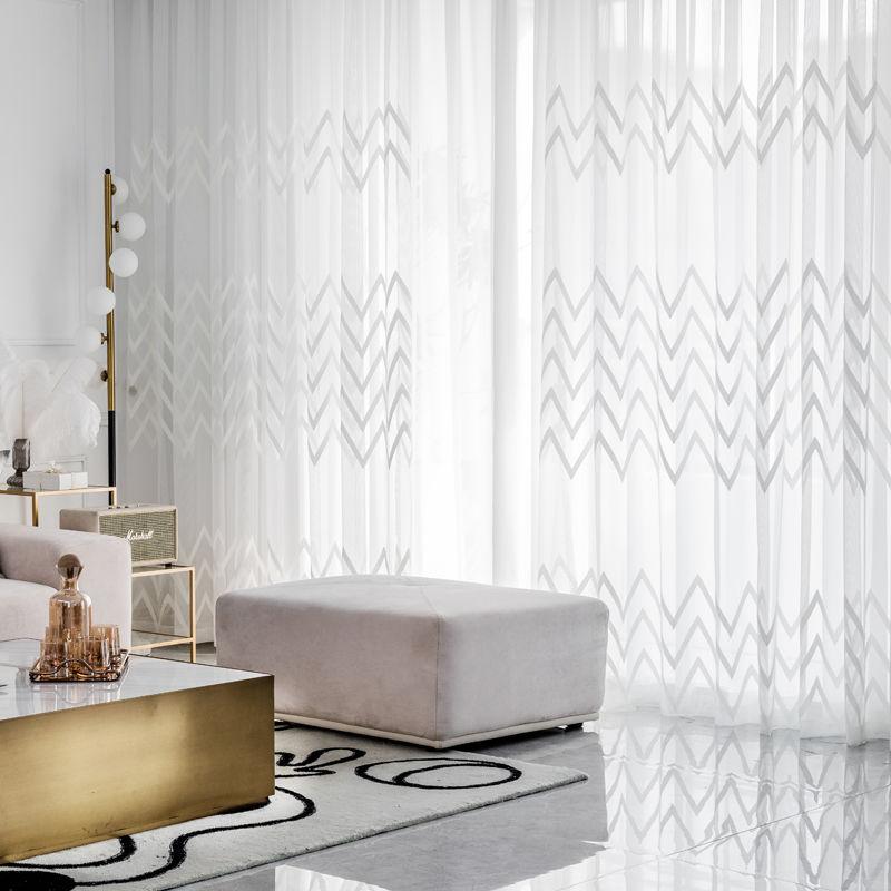 

Современный простой экран для окна, занавеска для экрана, вышитая белой пряжей, полупрозрачная, для гостиной, атмосферная, для эркера, балкона, пола, потолка, занавеска для окна 100*270CM