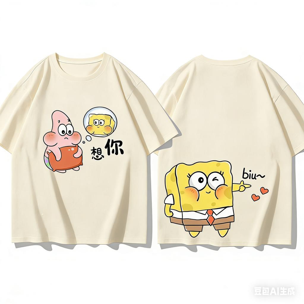 Retro Spongebob Printed Childrens Family Tshirt Unisexs Harajuku Cotton Casual Comfort Tshirt