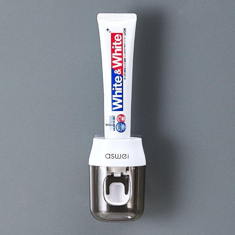 Wall-Mounted Automatic Toothpaste Dispenser & Toothbrush Holder Set