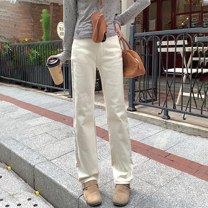 

Women s White Slimming High Waist Straight-Leg Jeans - Petite, Elastic, Spring 2024 Large (L)