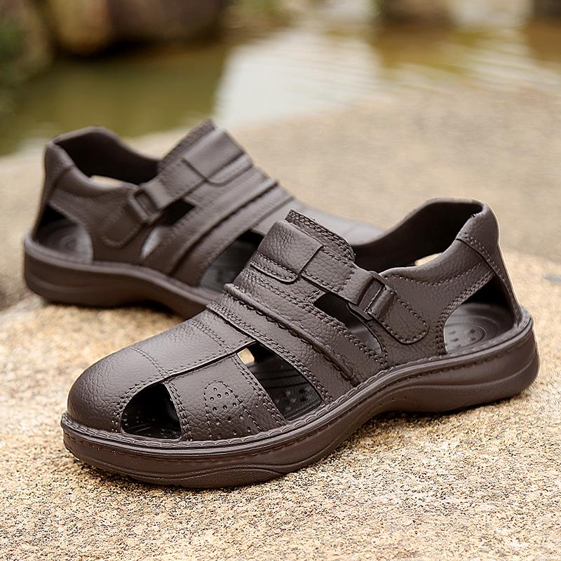 

Повседневная мужская обувь из искусственной кожи Высококачественные классические мужские сандалии Летняя уличная обувь для ходьбы Мужские кроссовки Дышащие мужские сандалии 40 коричневый