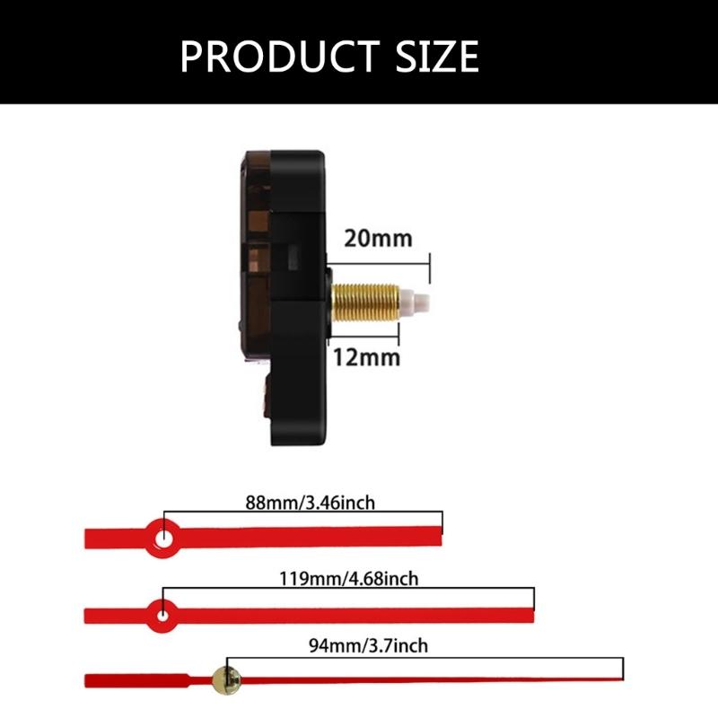 Quiet Quartzs Clock Movement Mechanism with Long Shaft Thread Motor and Metal Hands Kits for Clock Crafting Projects