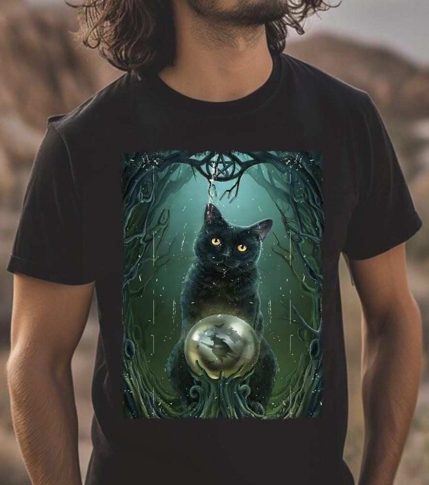 Cat Familiar - Rise of the Witches Black T-Shirt, S-5XL Unisex T-Shirt M