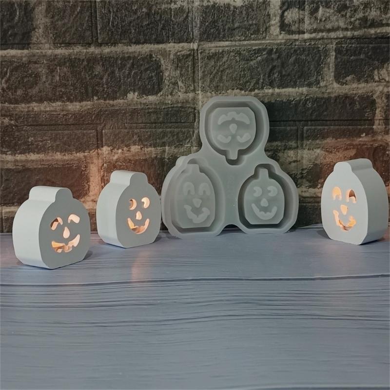 4 Cavities Pumpkins Silicone Molds Halloween Theme Silicone Molds Easy Demolding For Epoxy Resin Candle Tealight Holder
