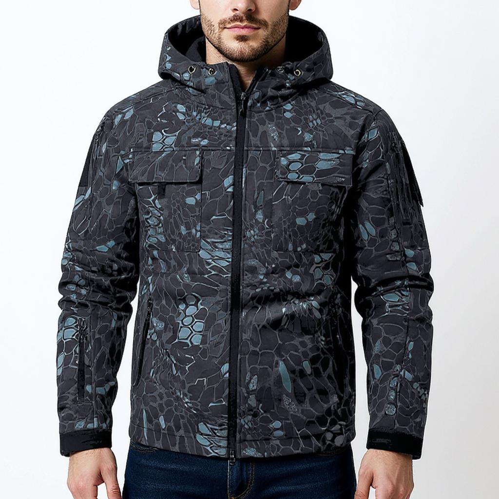 Men'S Loose Jacket Fashionable Multi Pocket Hooded Jacket