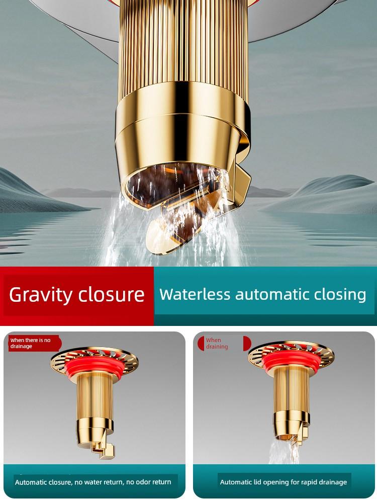 All-Copper Floor Drain Deodorizer, Universal Inner Core Anti-Backflow Valve for Bathroom, Anti-Odor Device for Sewer Pipes, Sealing Cover