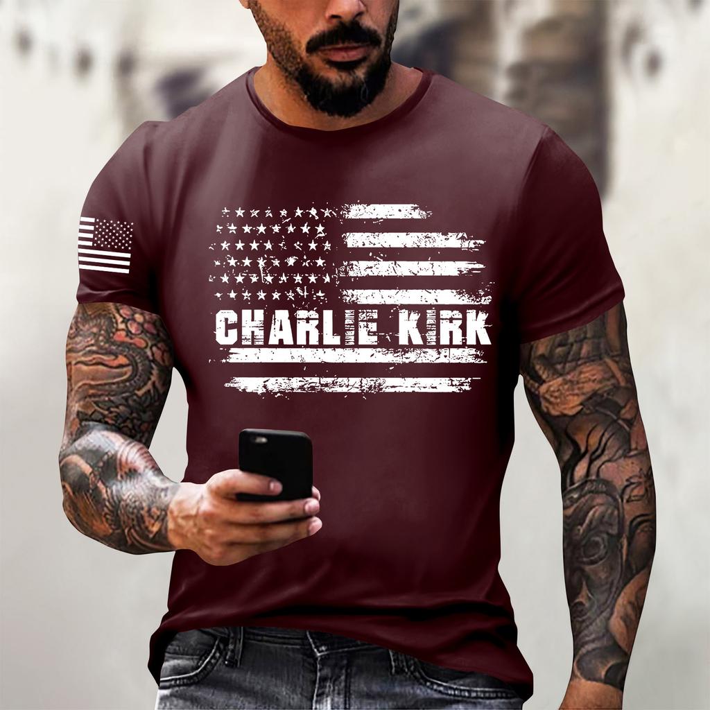 Fashionable Round Neck Short Sleeve Work Clothes Printed Tops For Mens Summer Tops