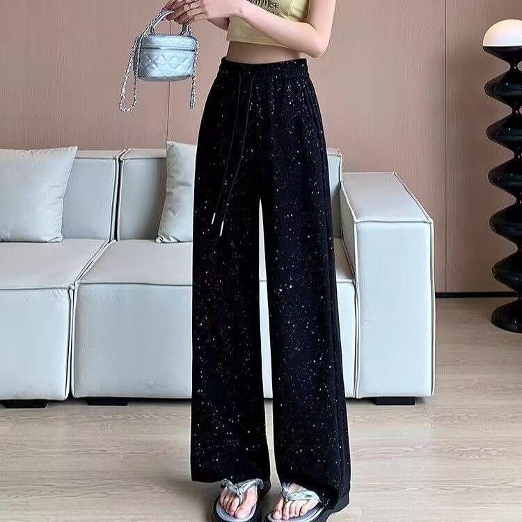 

**Women s Plus Size Sparkly Star Print Wide-Leg Pants** L