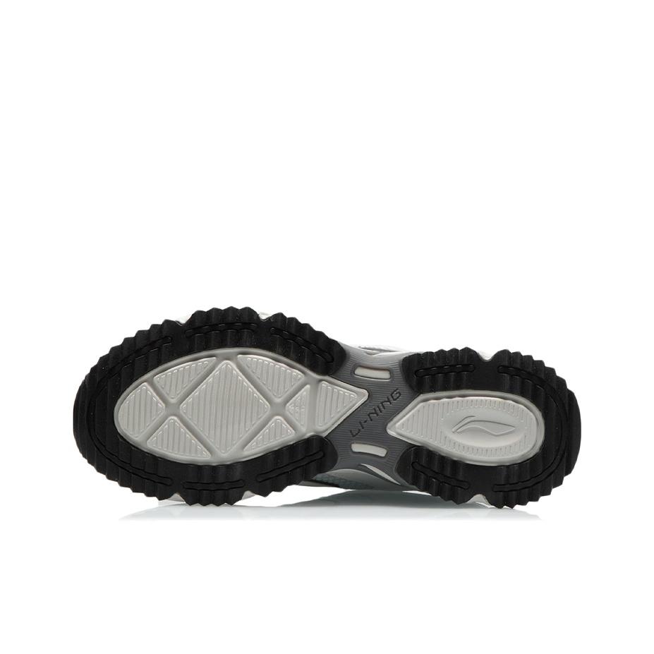 LiNing Fabric Shock Absorbing Non-Slip Wear-Resistant Breathable Lightweight Low-Top Running Shoes Men Sneakers Gray White ARLR013-4