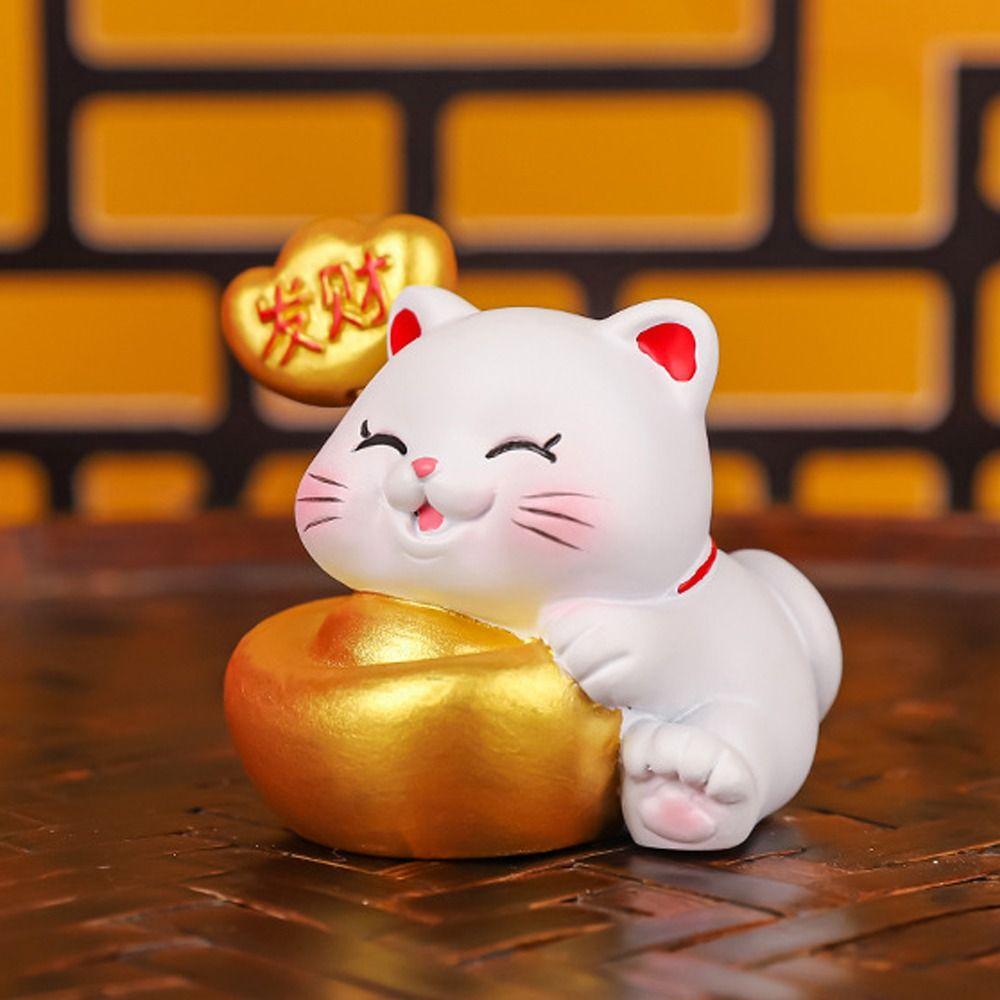 Cute Fortune Kitten Figurine Chinese Style Mini Cat Figurine  Party Supplies