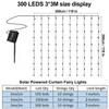 300 LED Solar Courtyard Curtain Lights Outdoor Waterproof Fairy String Lights With 8 Modes for Garden Window Bedroom Wedding