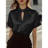 JPNTKY Bluză și Cămașă Casual de Modă pentru Femei, Culoare Uni, Imprimeu, Mânecă Scurtă, Decolteu Rotund