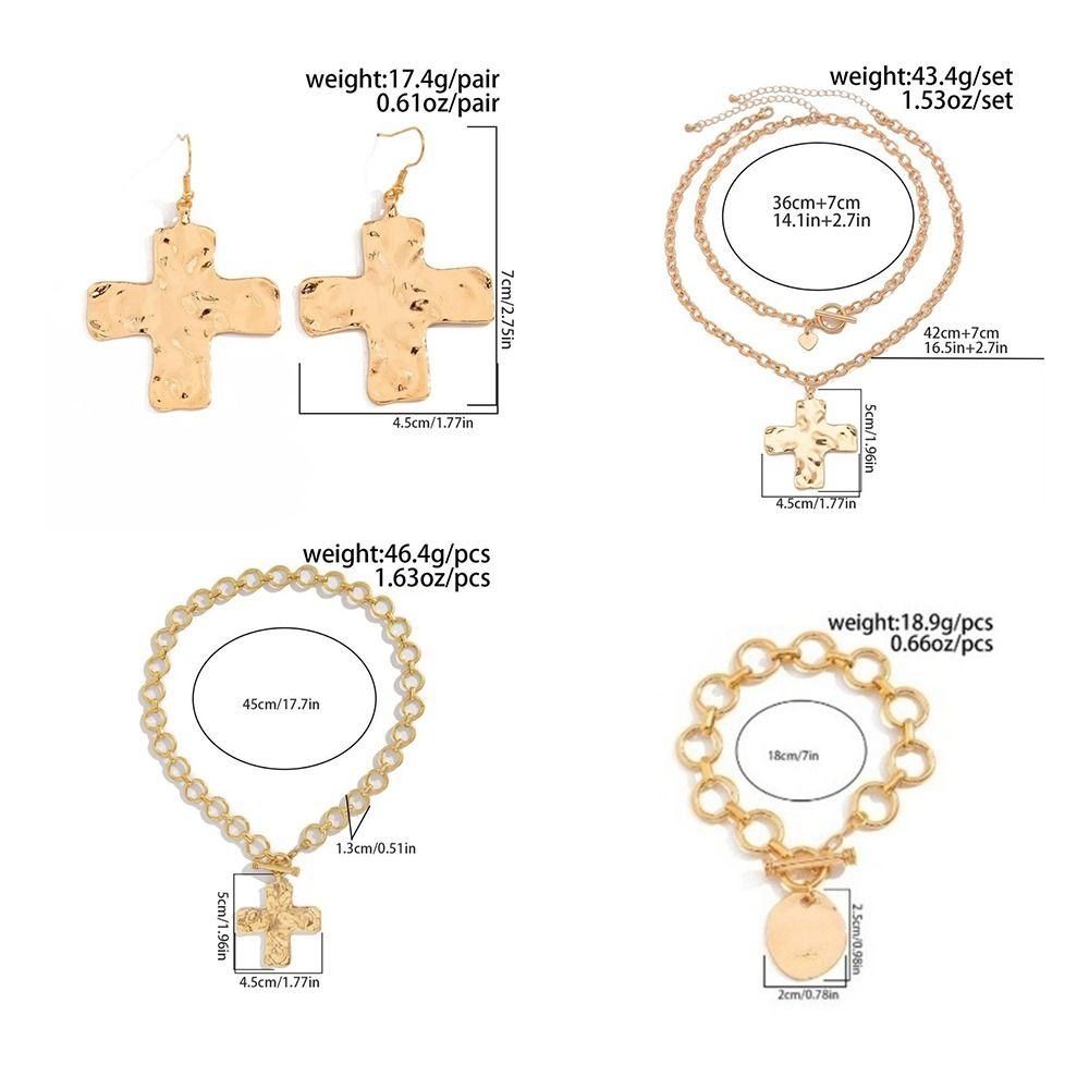 New Gothic Cross Pendant Necklace Gold Multi-layer Cross Earrings Chunky OT Buckle Pendants Trendy Fashion