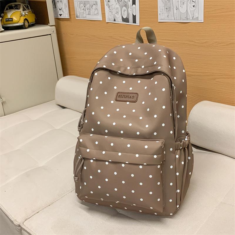 Lightweight Student Schoolbag Dot Print Commuter Backpack