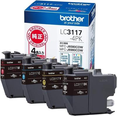 [Genuine Product] Brother Industries Ink Cartridge 4-Color Pack LC3117-4PK Compatible Models: MFC-J6983CDW, MFC-J6583CDW, MFC-J5630CDW, Etc.