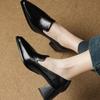 Women's High-heeled Small Leather Shoes Spring and Fall Pointed Head Thick with Deep Mouth a Footstool Hundred with Single Shoes