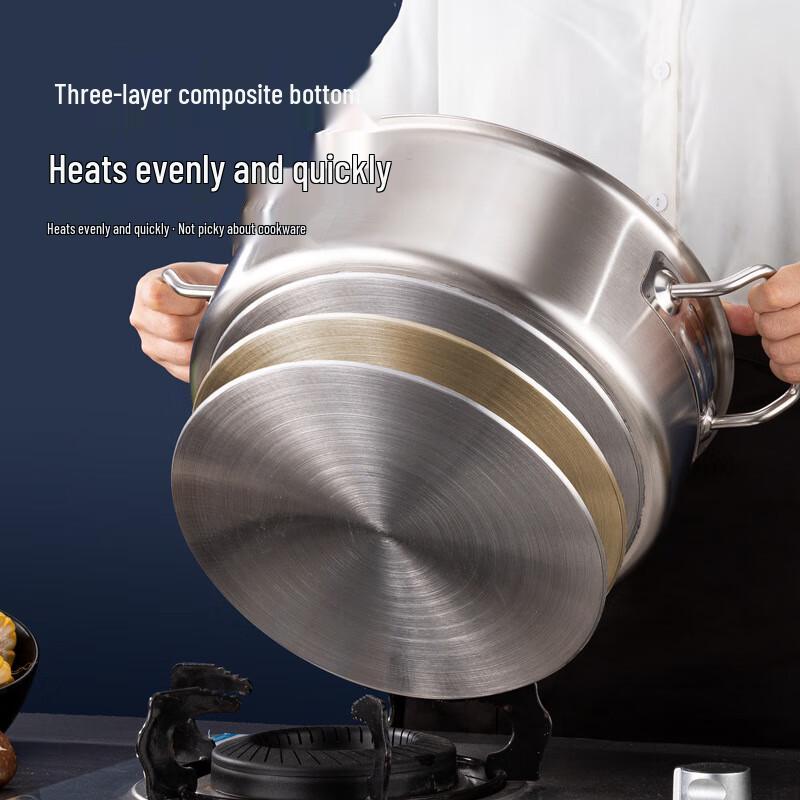 LISM 36cm Divided Stainless Steel Hotpot with Steel Lid