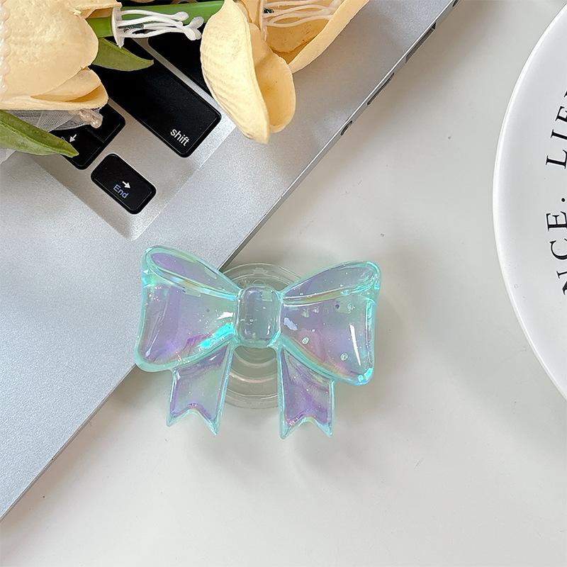 Wind Creative Colorful Laser Bow Simple Three-Dimensional Ring Retractable Desktop Phone Holder Airbag Folding