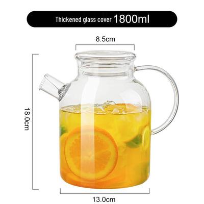 Glass Cold Water Pitcher with Thickened Lid and Spout