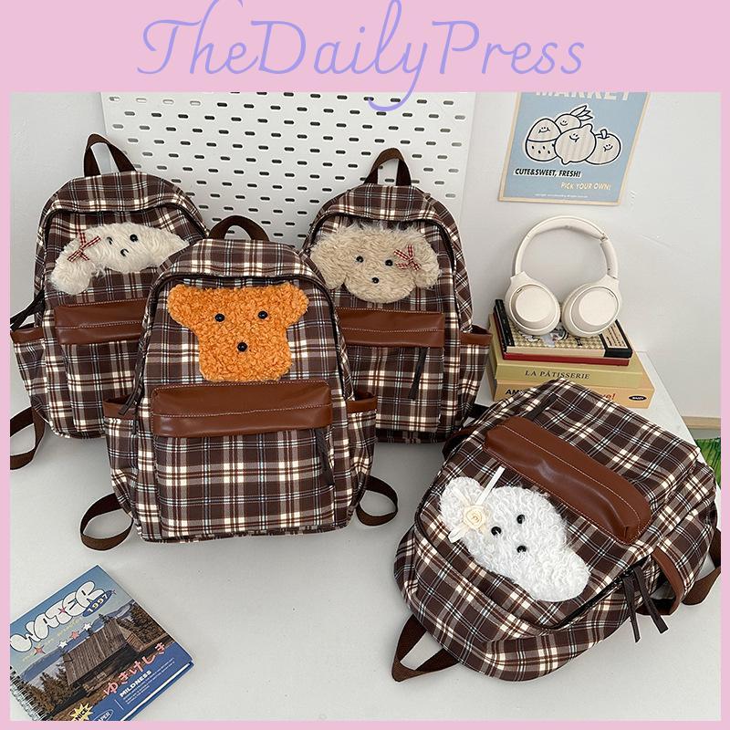 Puppy Patterned Plush Backpack Student Schoolbag Outdoor Leisure Travel Bag