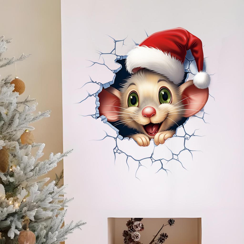 Wandaufkleber Kreative Gebrochene Wand Tier Maus Sika Hirsch Schlafzimmer Wohnzimmer Eingang Feiertagsdekoration Aufkleber Selbstklebend