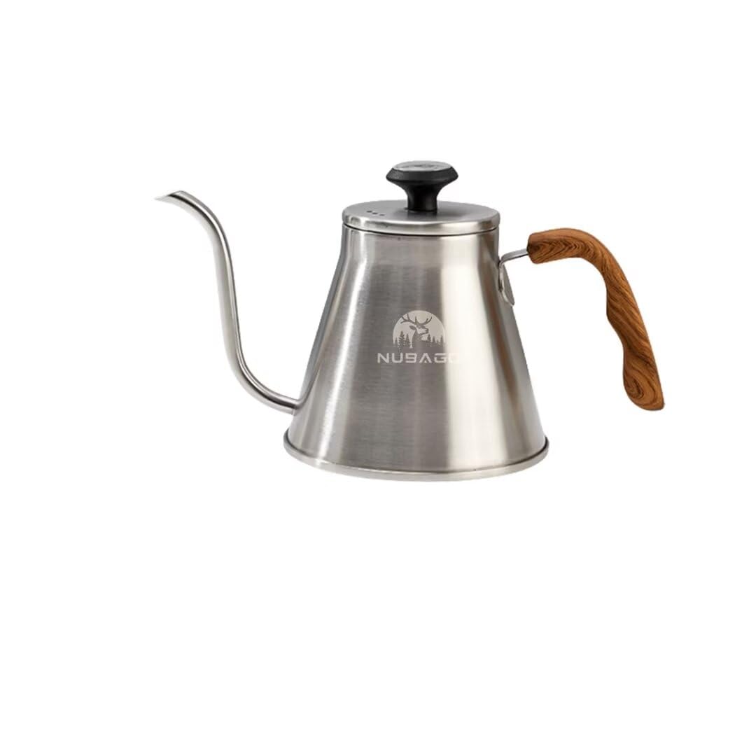 

NUBAGO Coffee Kettle, Narrow Mouth, 1200ml, Stainless Steel, for Drip Brewing, Direct Heat, Induction Compatible, Camping, with Thermometer, Stylish