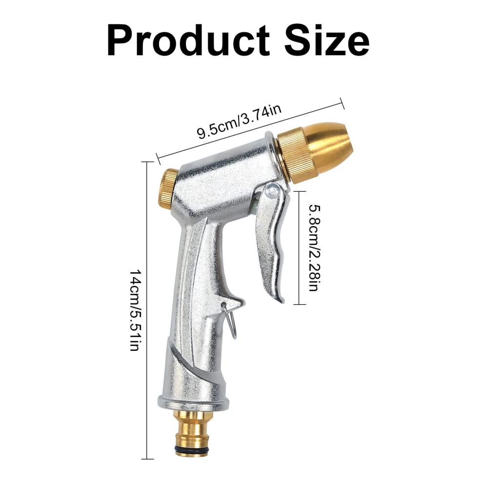 Heavy Duty Metal Garden Hose Nozzle 100% Heavy Duty Metal Water Gun Garden Hose Spray Gun Hose Spray Gun Metal for Car & Pet Washing, Plants Watering,