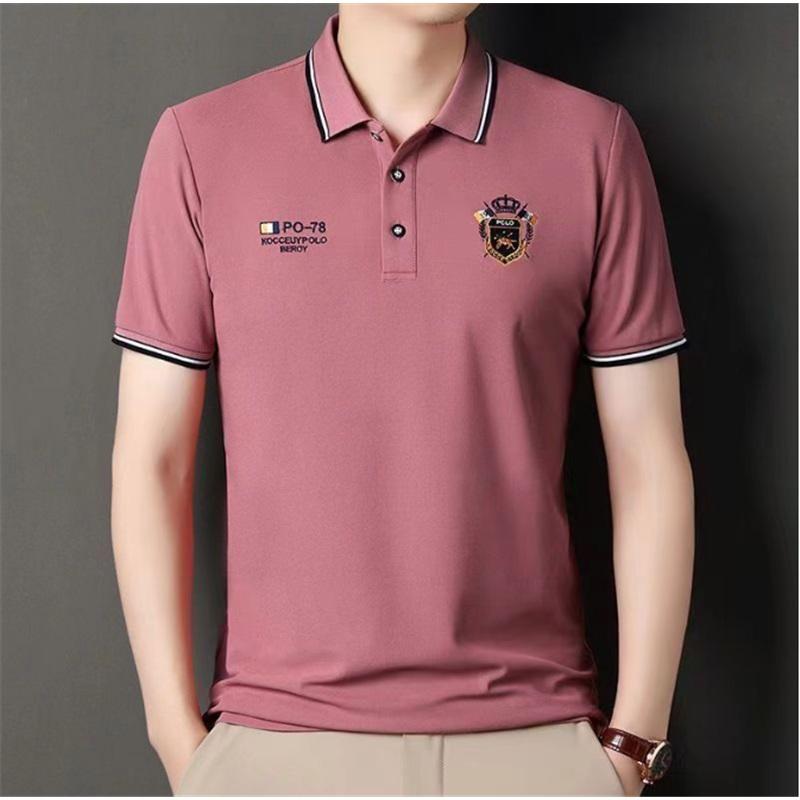 Men's Embroidered Non-iron Polo Shirt Summer Short-sleeved Top