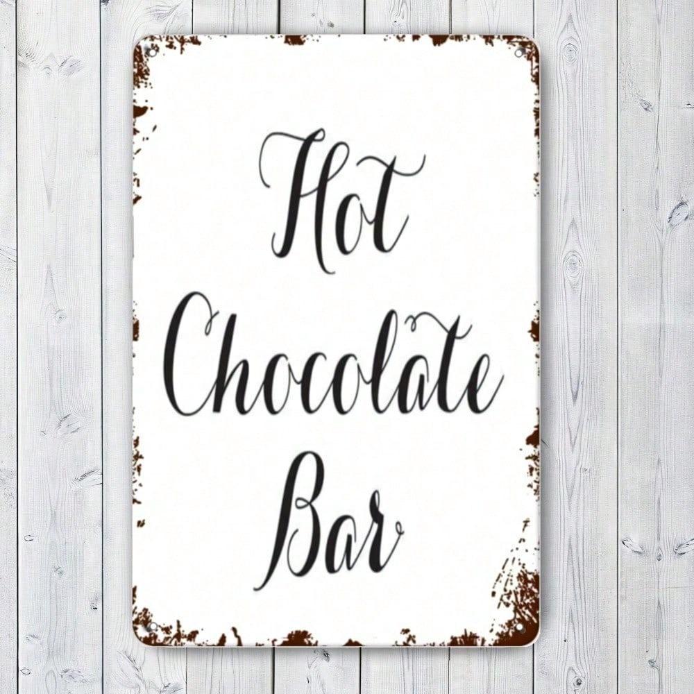 1pc Vintage Hot Chocolate Bar Metal Tin Sign 8x12 Inch Retro Rustic Wall Art Cafe Decor