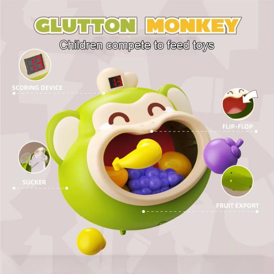 Kids Money Ball Shoot Toy with Scoreboard Fruit Vegetable Accessories Hand-eye Coordination Toddlers Indoor Wall Mount Cartoon Monkey Feeding