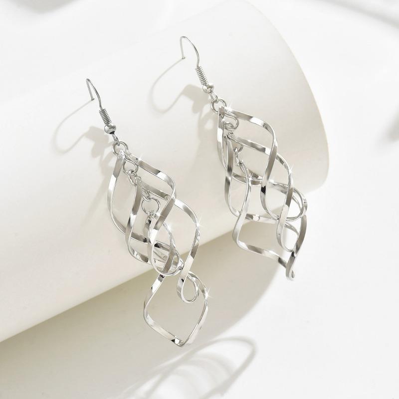 

Темперамент Личность Геометрические Полые Серьги Витой Ромб Тройной Охват Серьги-Крючки для Ушей Женские