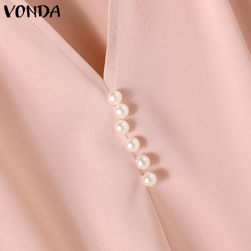 VONDA Cămașă de damă, guler, cu mânecă lungă, decorată cu perle, de culoare uni