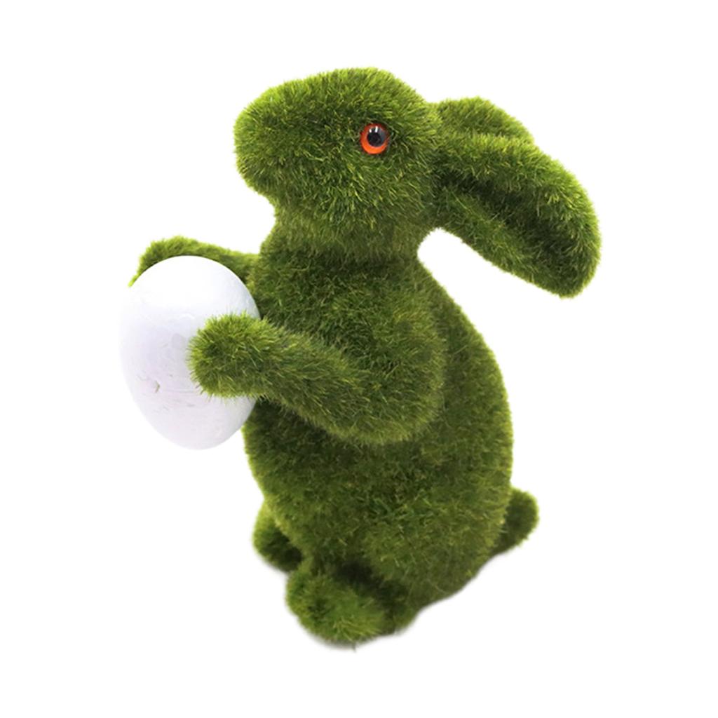 Easters Artificial Moss Flocking Rabbit Decorations Statues Figurine Desktops Centerpieces Ornament for Garden Decors