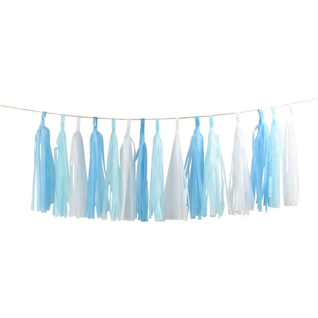 15-Piece Paper Tassel and PET Ribbon Set for Birthday Party Decorations