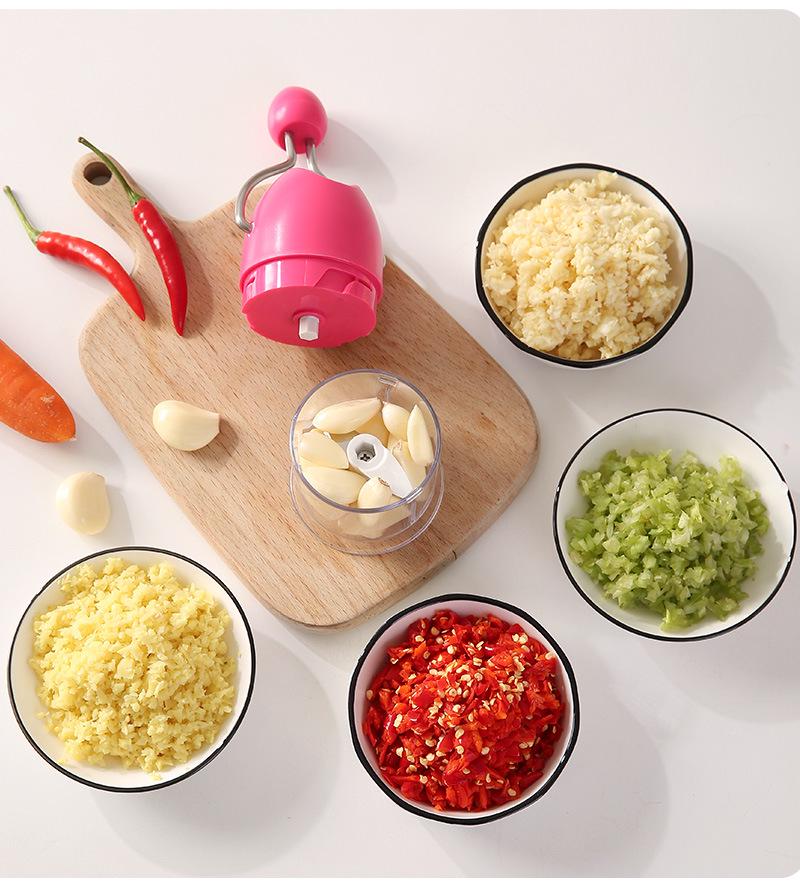 Handheld Garlic Press & Mincer - Easy-to-Clean, Disassemble & Hand-Crank