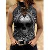 Women's Lace Turtleneck Skull Floral Print T-Shirt Gothic Long Sleeve Hollow Out Fashion Tops