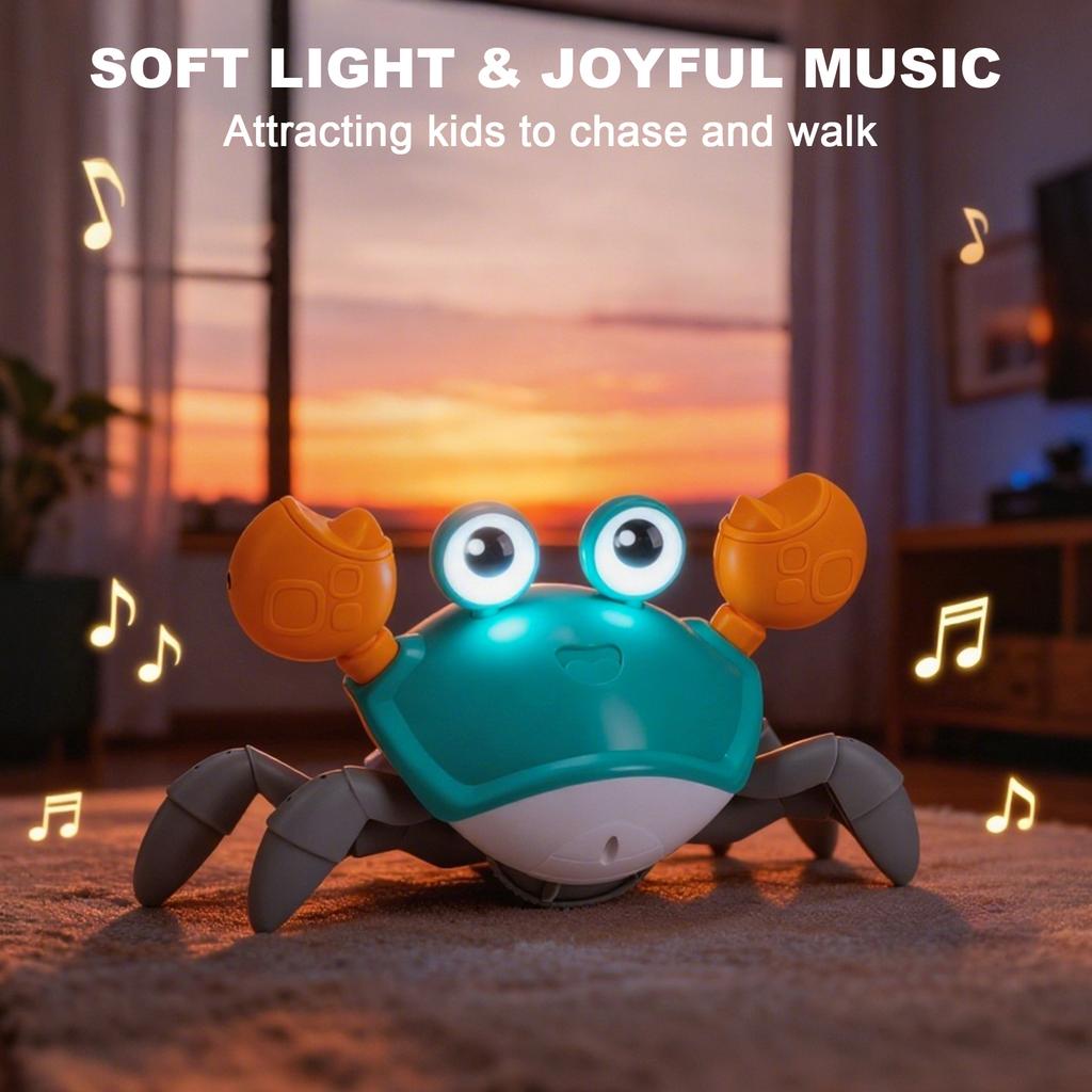 Dancing Crawling Crab Run Away Toys Kids Electronic USB Charging Interactive Toddler Tummy Time Toys