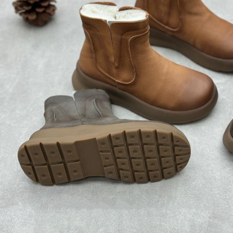 Damen Schneestiefel Fell Wolle Plüsch Warm Reißverschluss Echtes Leder Schuhe Stiefel Winter Knöchel Damenstiefel Handgefertigt Damen Schneestiefel