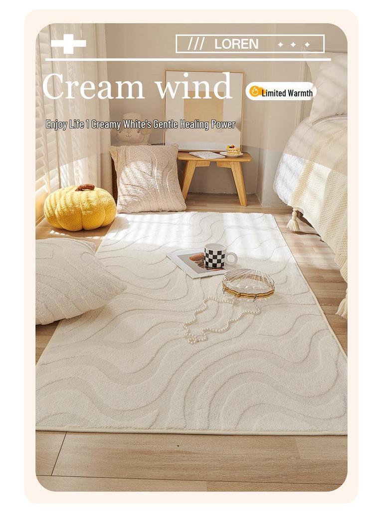 Shu Baumwoll-Wohnzimmerteppich mit rutschfester Oberfläche: Fleckenabweisender, strapazierfähiger und pflegeleichter Teppich für Sofa und Couchtisch