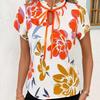 Women's Casual Summer/ Spring Floral Pattern Printed Short-sleeved Button-down Blouse Shirt