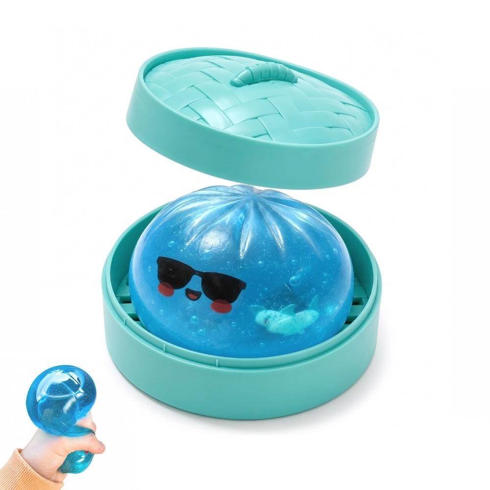 Glitter Shark Dumplings Squishy Toy with Steamer Stress Relief Sensory Ball Relaxation Tool