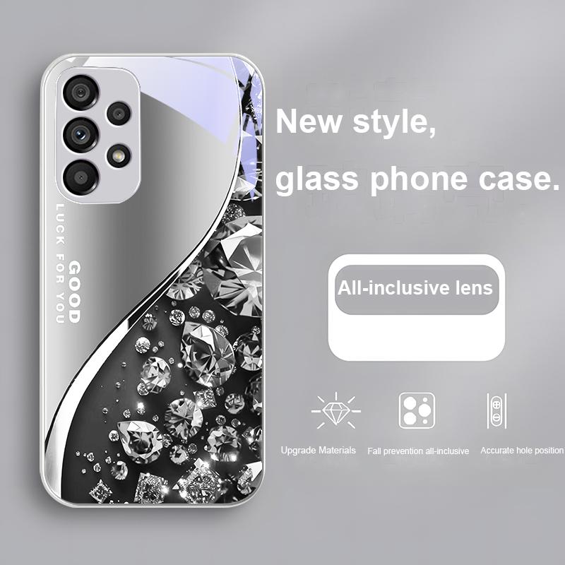 

Цветной Алмазный Градиент для Samsung Galaxy S23 U Ltra 24 Plus S20 21 FE S25 Ultra A70 A72 73 51 52 53 Закаленное Стекло Чехол для Телефона Samsung S21 FE