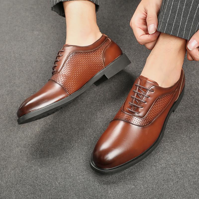 New Men's Dress Leather Shoes Luxury Fashion Groom Wedding Shoes Men England Style Derby Shoes Plus Size 38-46