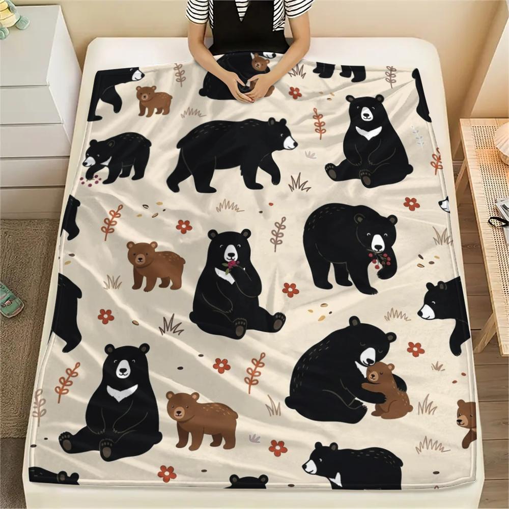 

1PC Cute Animals Print Flannel Blanket, High quality All Seasons, Home Decor, Warmth and Comfort, Perfect for Christmas Gifts 80cm x 120cm