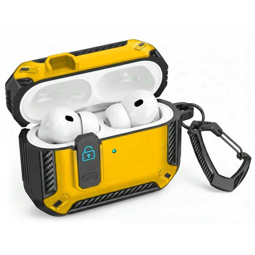 2026 for AirPods Pro 3 Case with Cleaning Kit Carbon Fiber Military Drop Proof Auto Pop up Case with Carabiner For AirPods Pro 3
