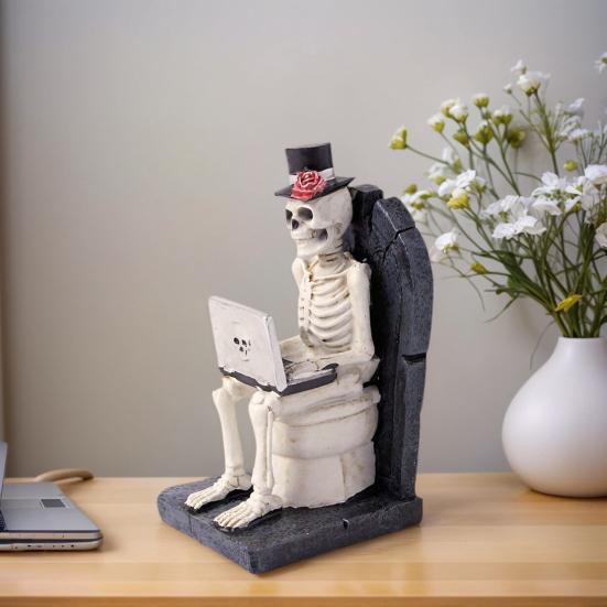Creative Skeleton Ornament Funny Halloween Desktop Decoration Horror Theme Office Prank Props Gift for Programmers
