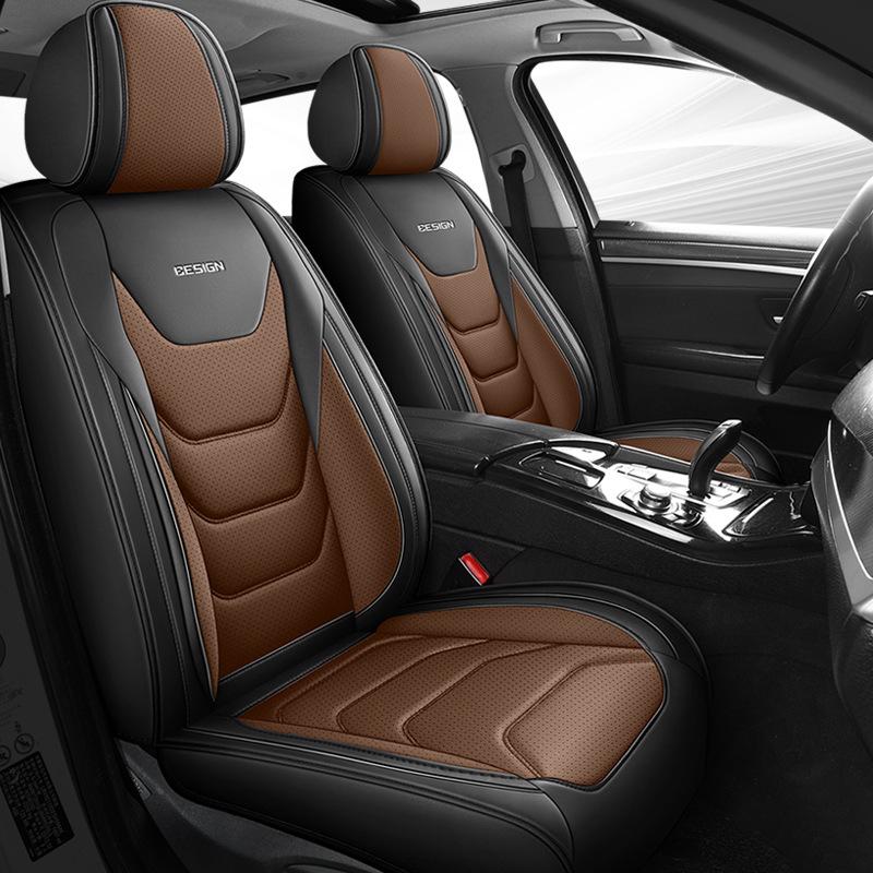 Universal All-Season Five-Seat Leather Car Seat Cover – Full Coverage, Wear-Resistant, Durable, No Removal Needed.