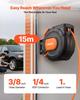 Retractable Air Hose Reel, 15m x 9.5mm PVC Air Hose Max 300PSI, Enclosed Air-Compressor Hoses Reel Auto Rewind with 1m Lead in, 180° Swivel
