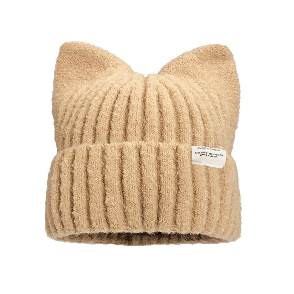 Fashion Cat Ear Hat Cute Beanie Hat Knit Winter Cap Warm Slouchy Crochet Hat For Women Girls Ski Cycling Snowboard Travel